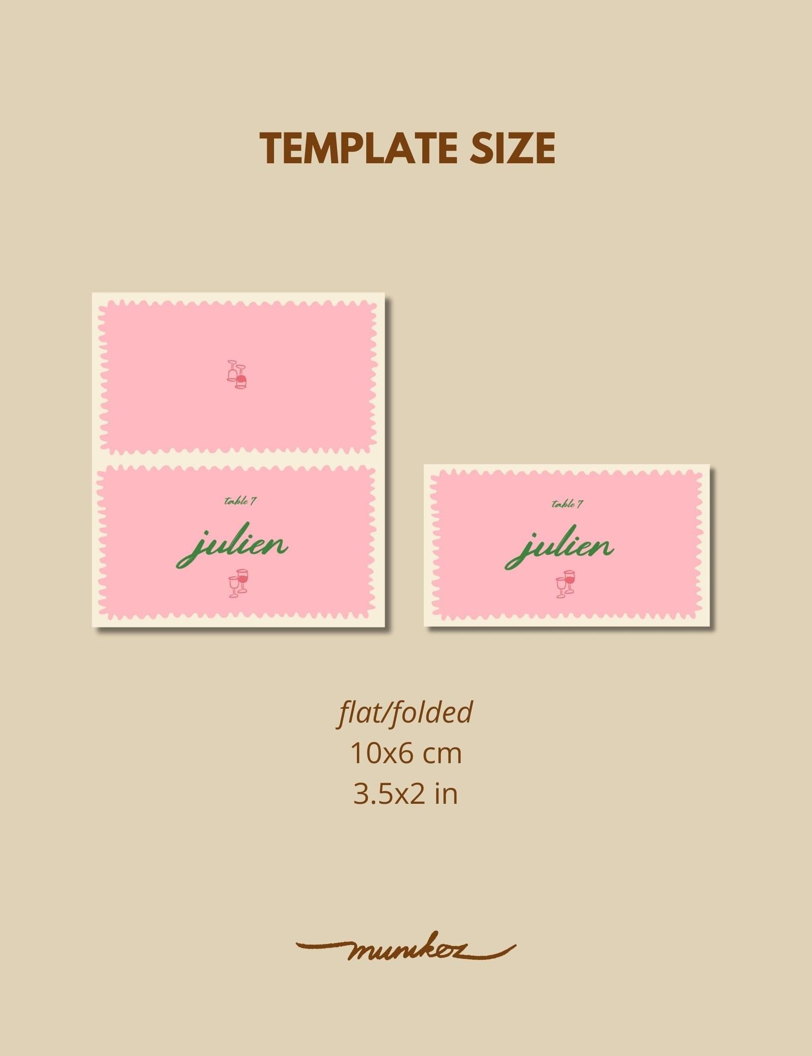 wavy frame with simple hand drawn wine glass place card template by munikoz