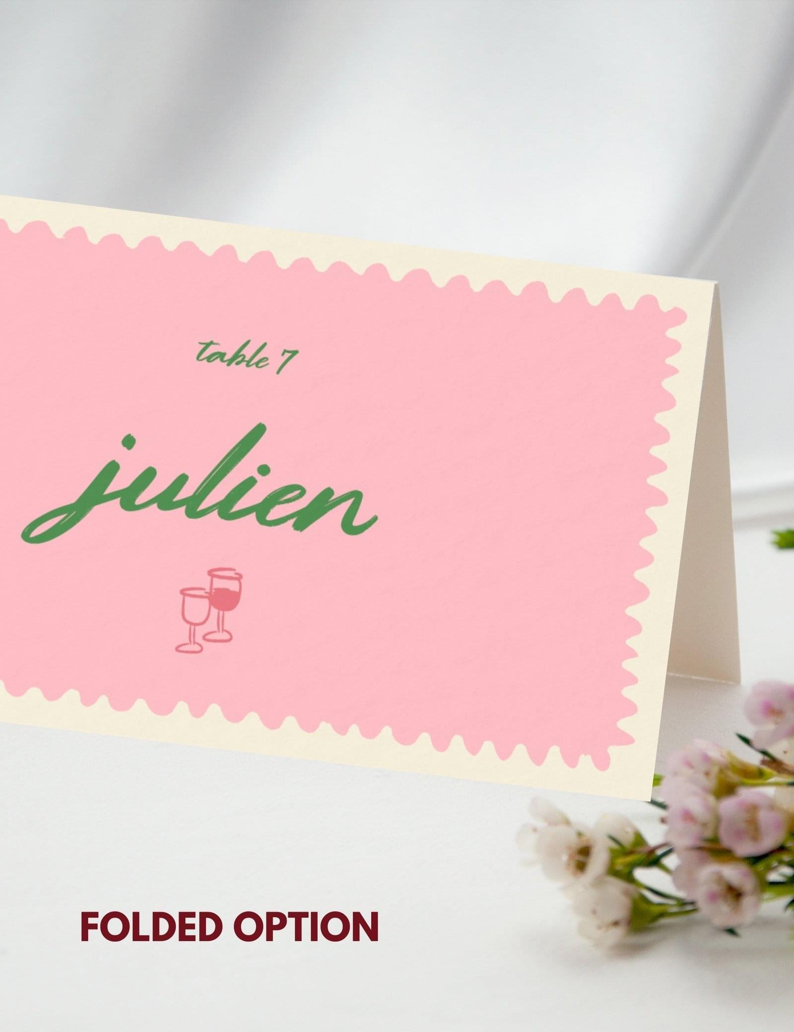 wavy frame with simple hand drawn wine glass place card template by munikoz