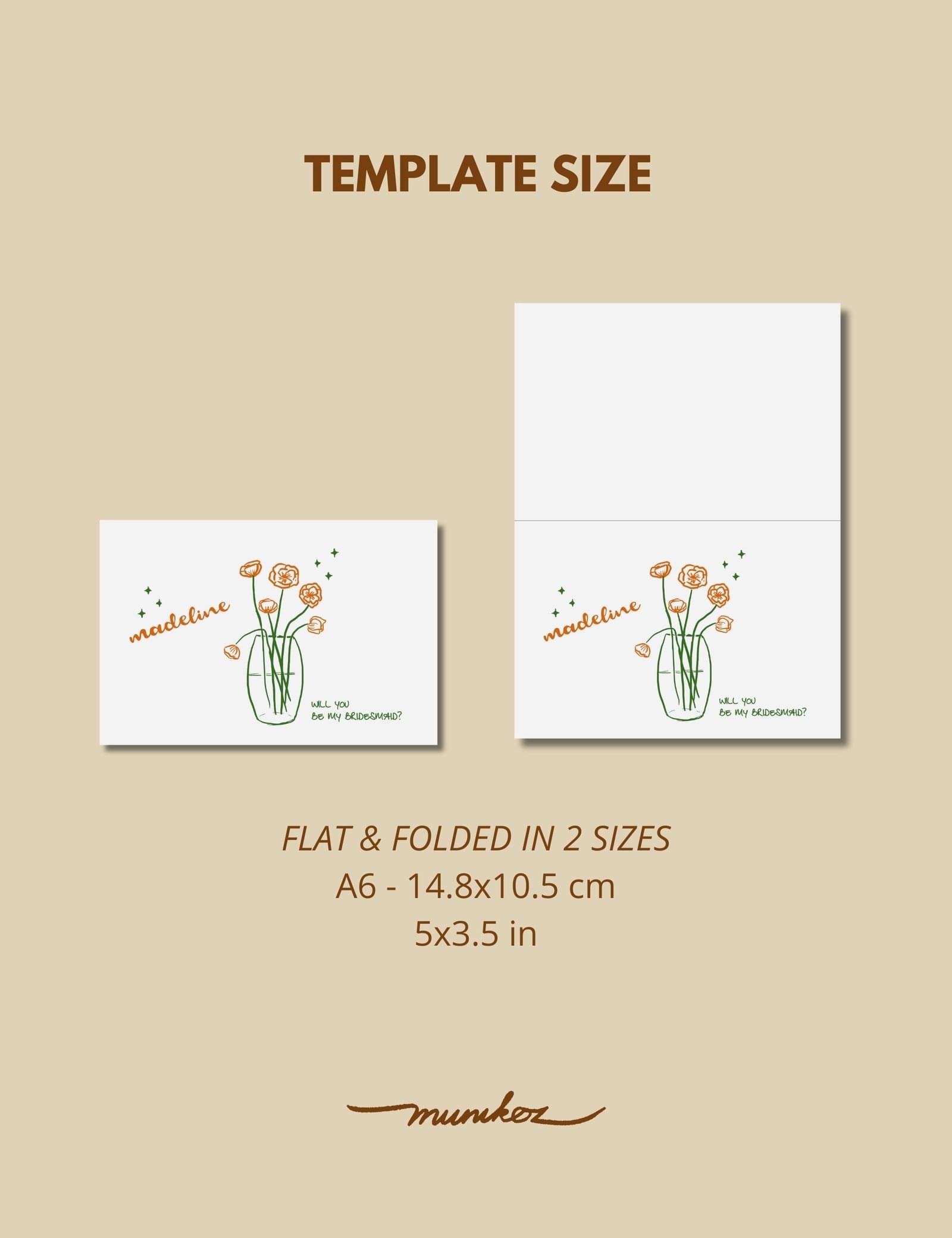 hand drawn peony bridesmaid proposal card template by munikoz