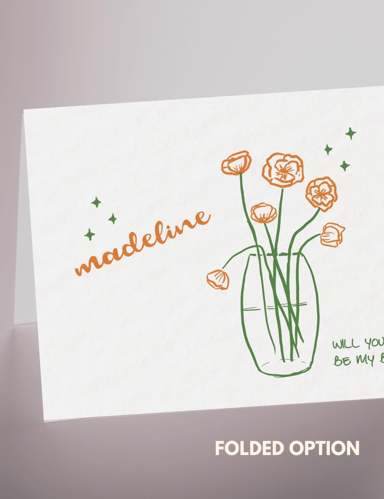 hand drawn peony bridesmaid proposal card template by munikoz