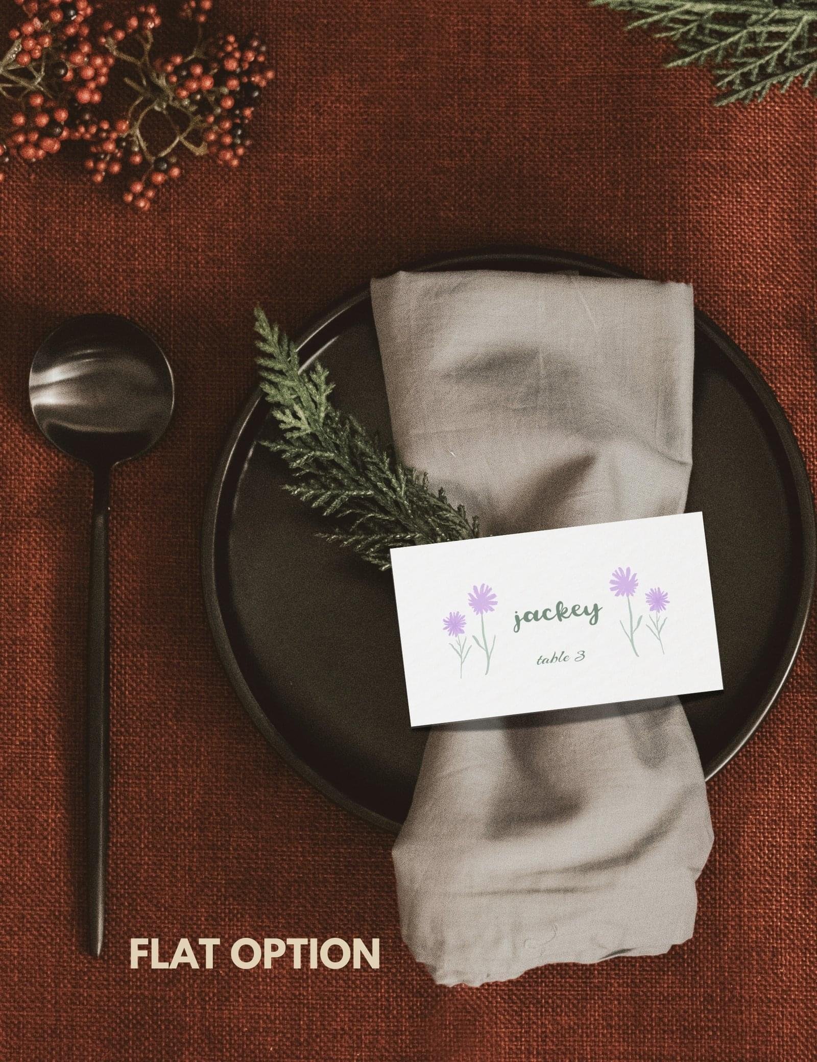 flying purple wild flower place card template by munikoz