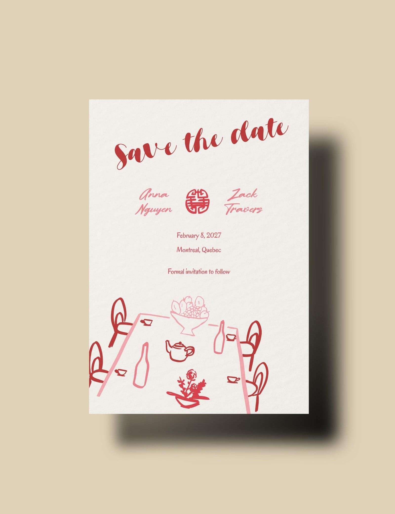 red vietnamese tea wedding ceremony save the date