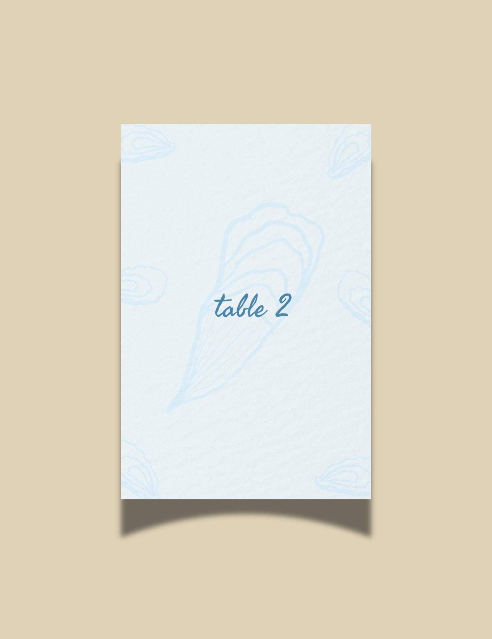 seafood table number card template for coastal wedding theme by munikoz