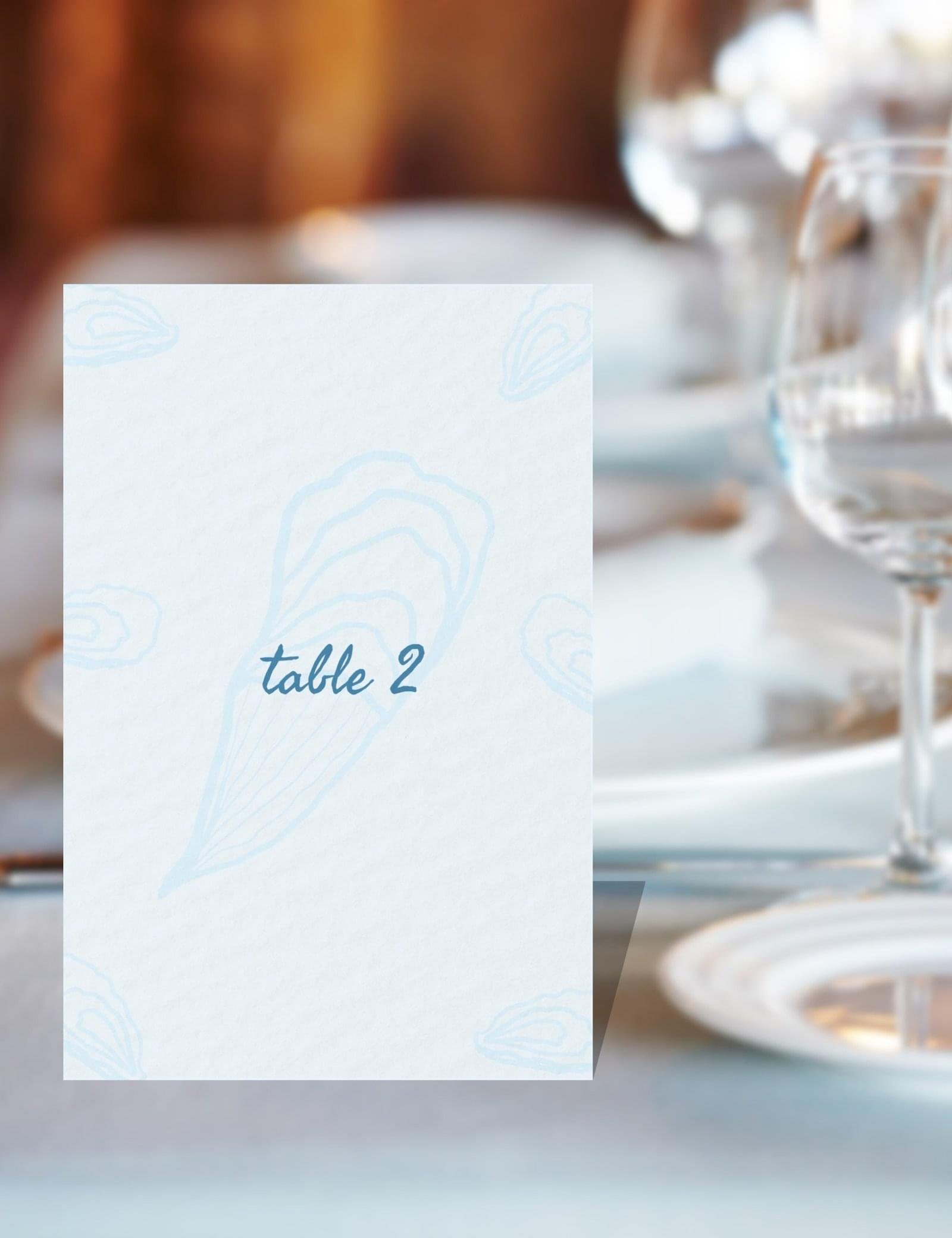 seafood table number card template for coastal wedding theme by munikoz