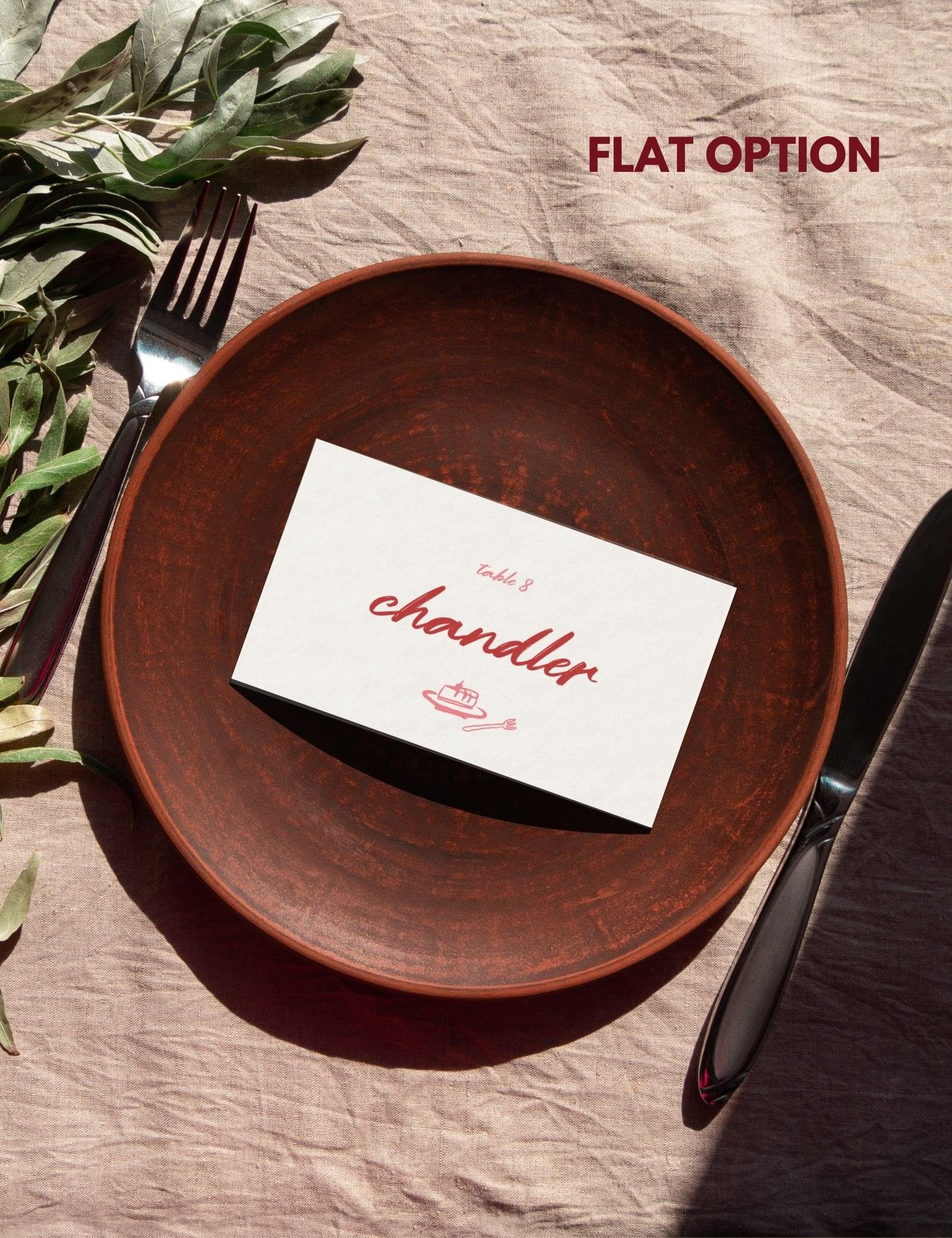 simple red hand drawn whimsical illustration on place card template by munikoz