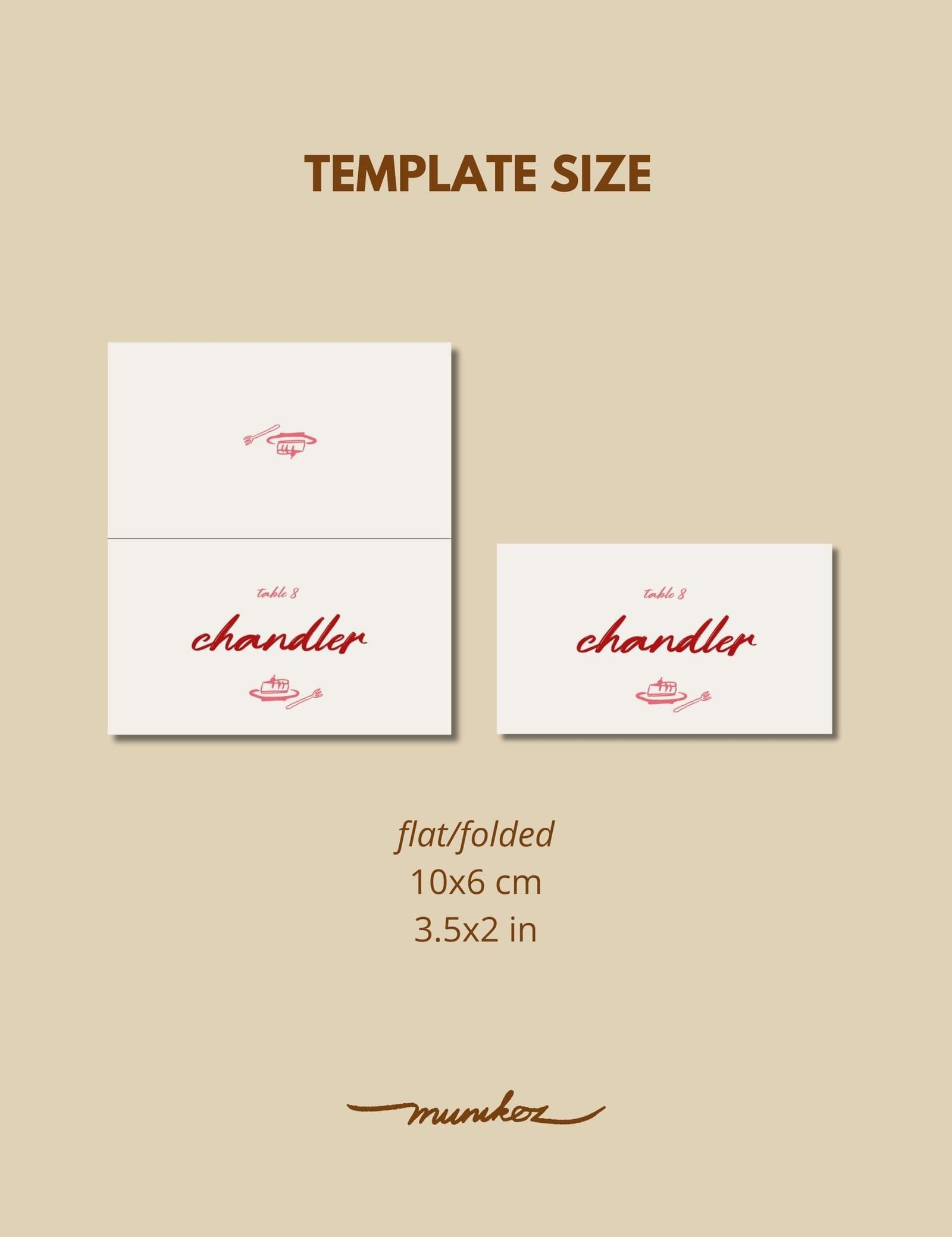 simple red hand drawn whimsical illustration on place card template by munikoz