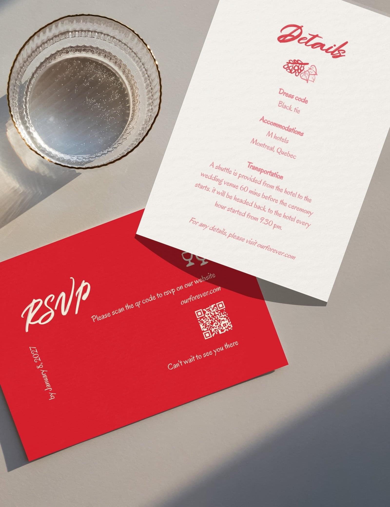 red vietnamese ancestor altar wedding ceremony wedding invitation set with rsvp card and detail card