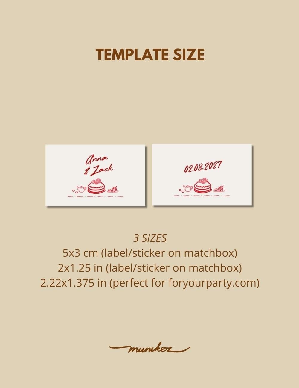 size of matchbox template with some vietnamese wedding item illustrations