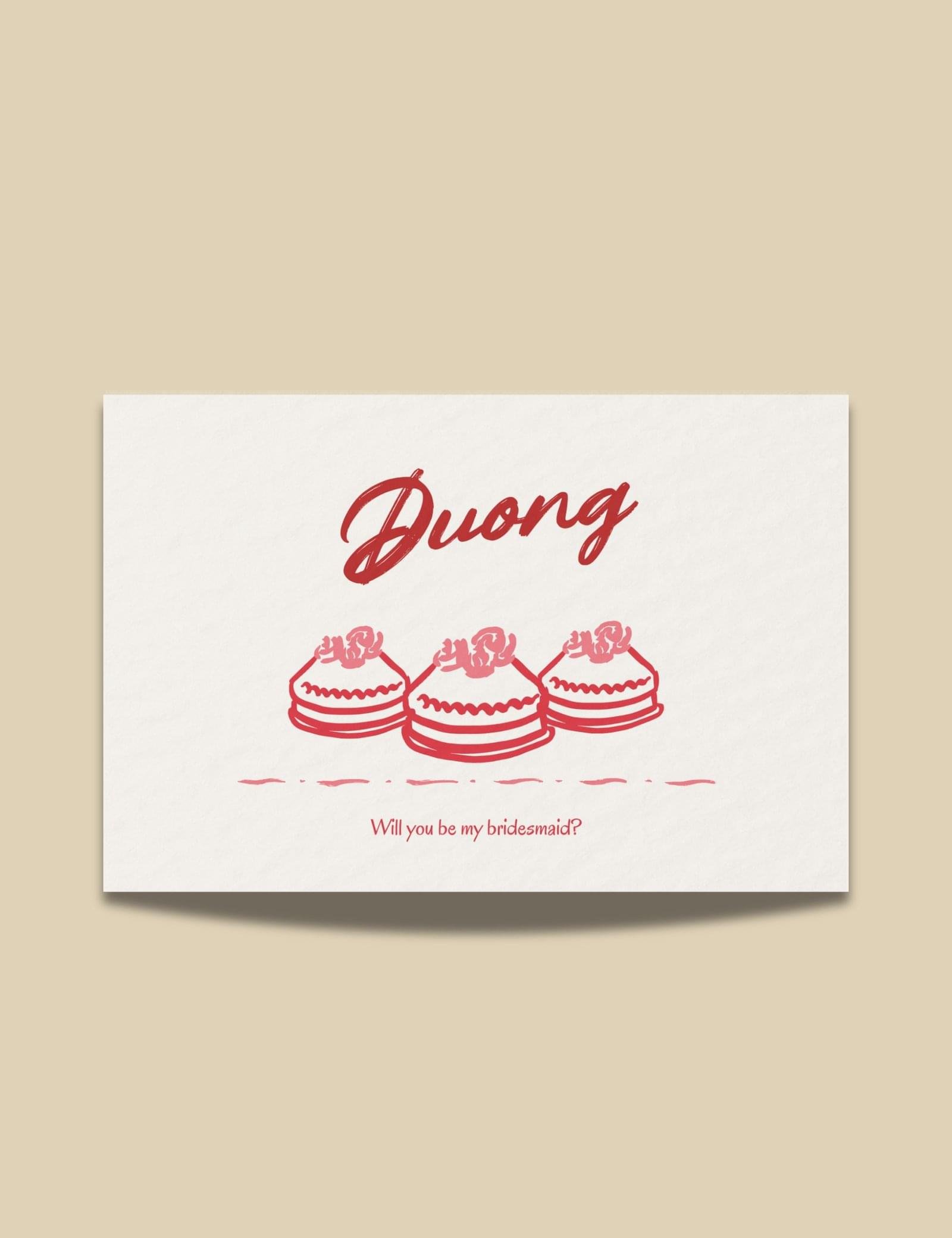 vietnamese bridesmaid proposal card with vietnamese traditional wedding item hand drawn illustrations