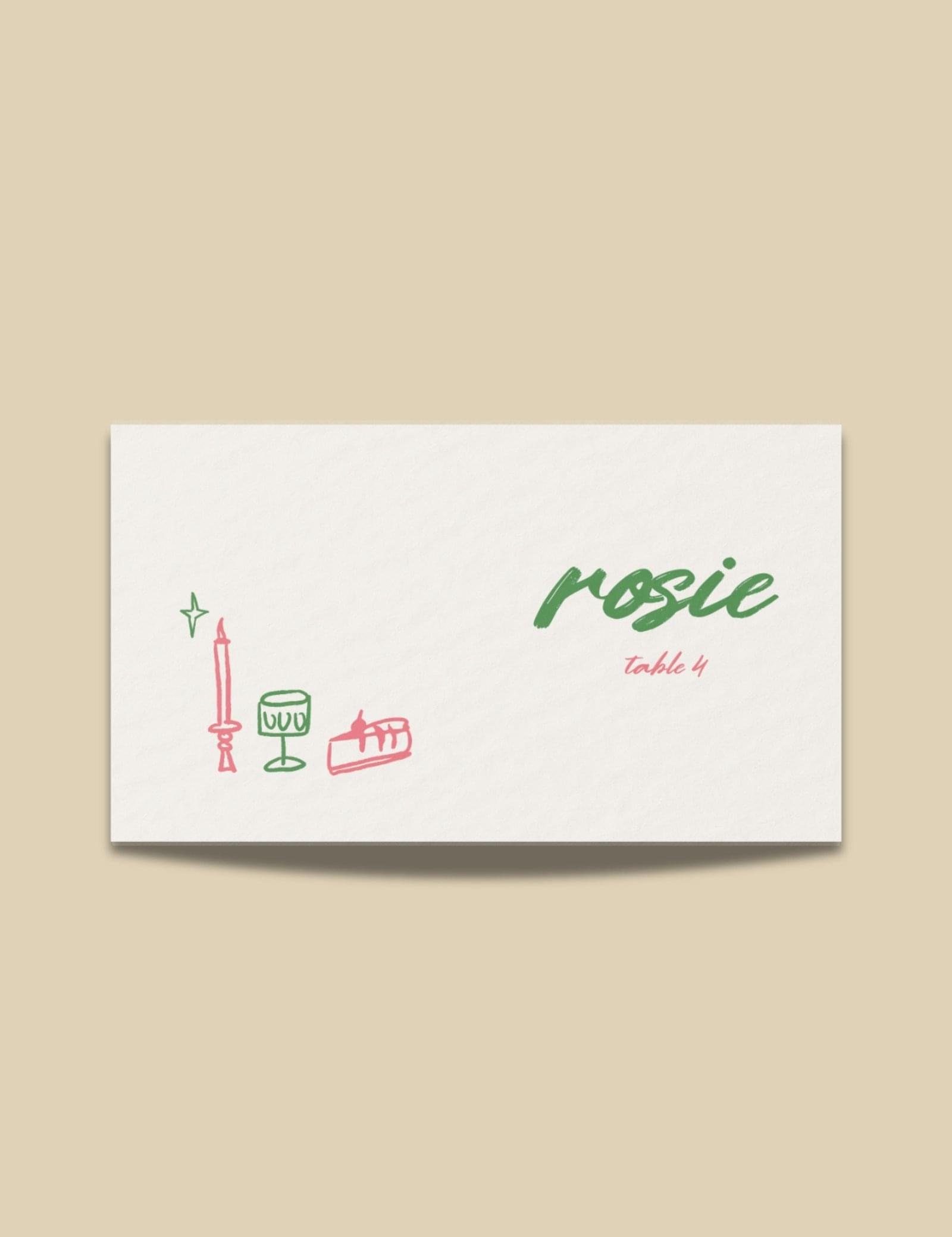 whimsical silly dinning doodle flat place card template by munikoz