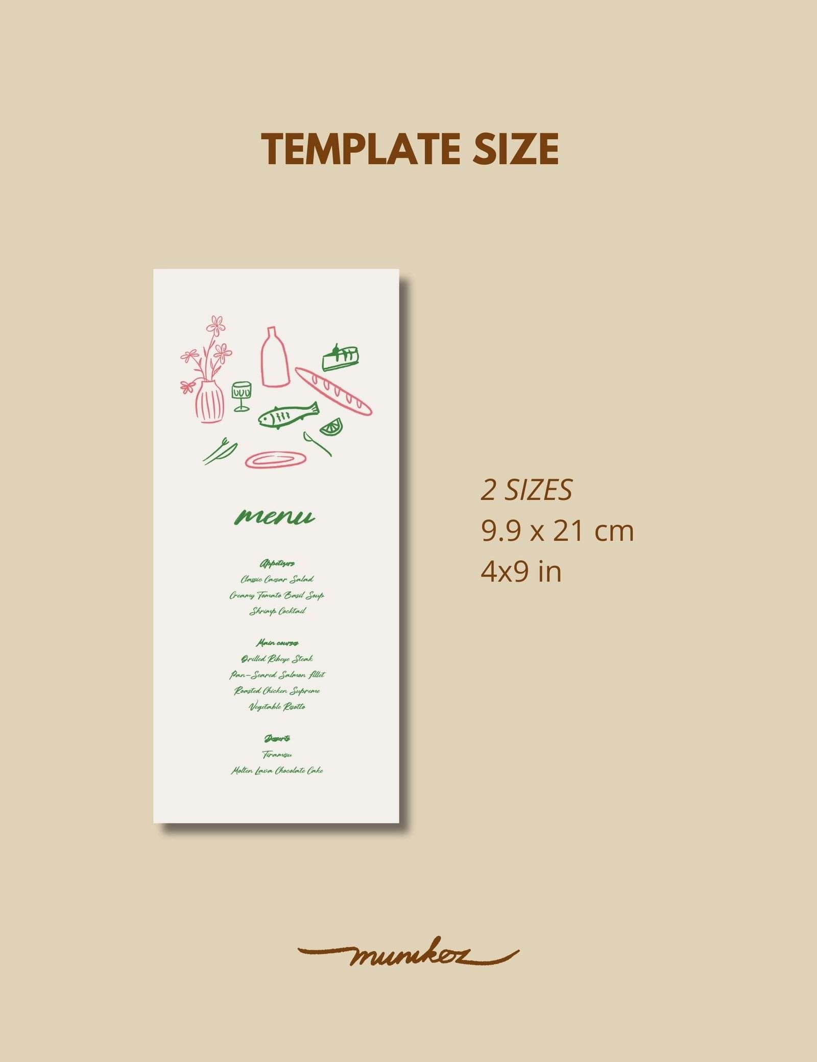 whimsical silly dinning doodle menu card template by munikoz
