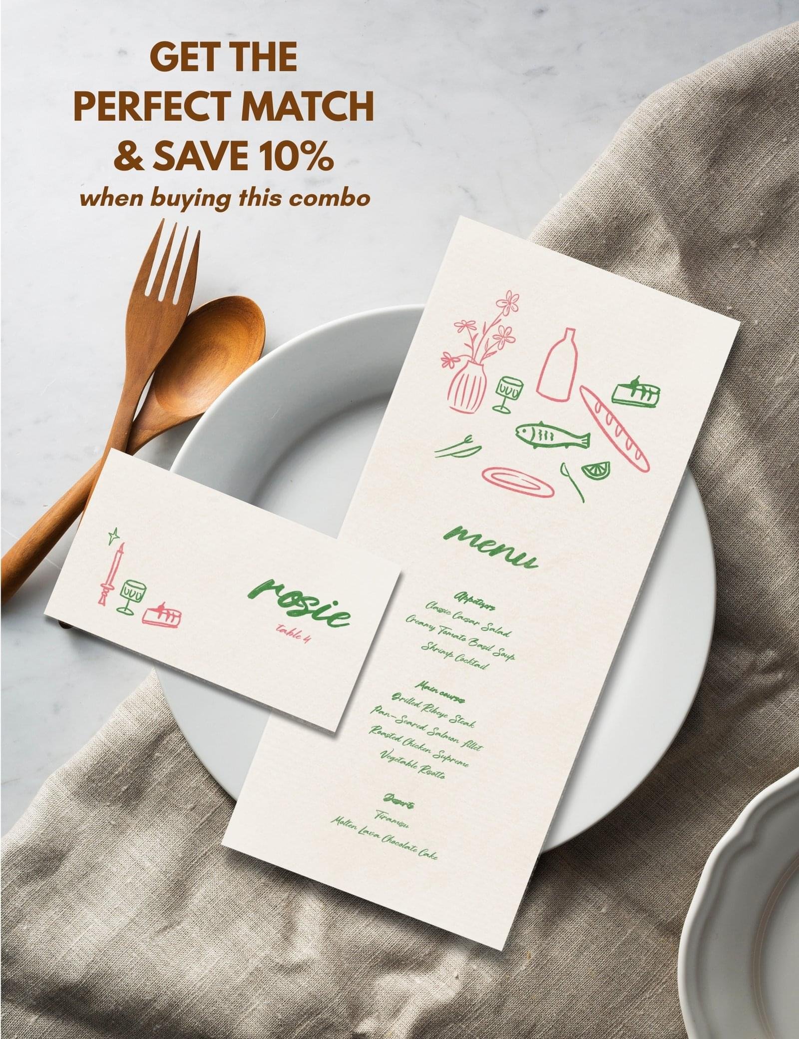 whimsical silly doodle menu and place card escort card template by munikoz