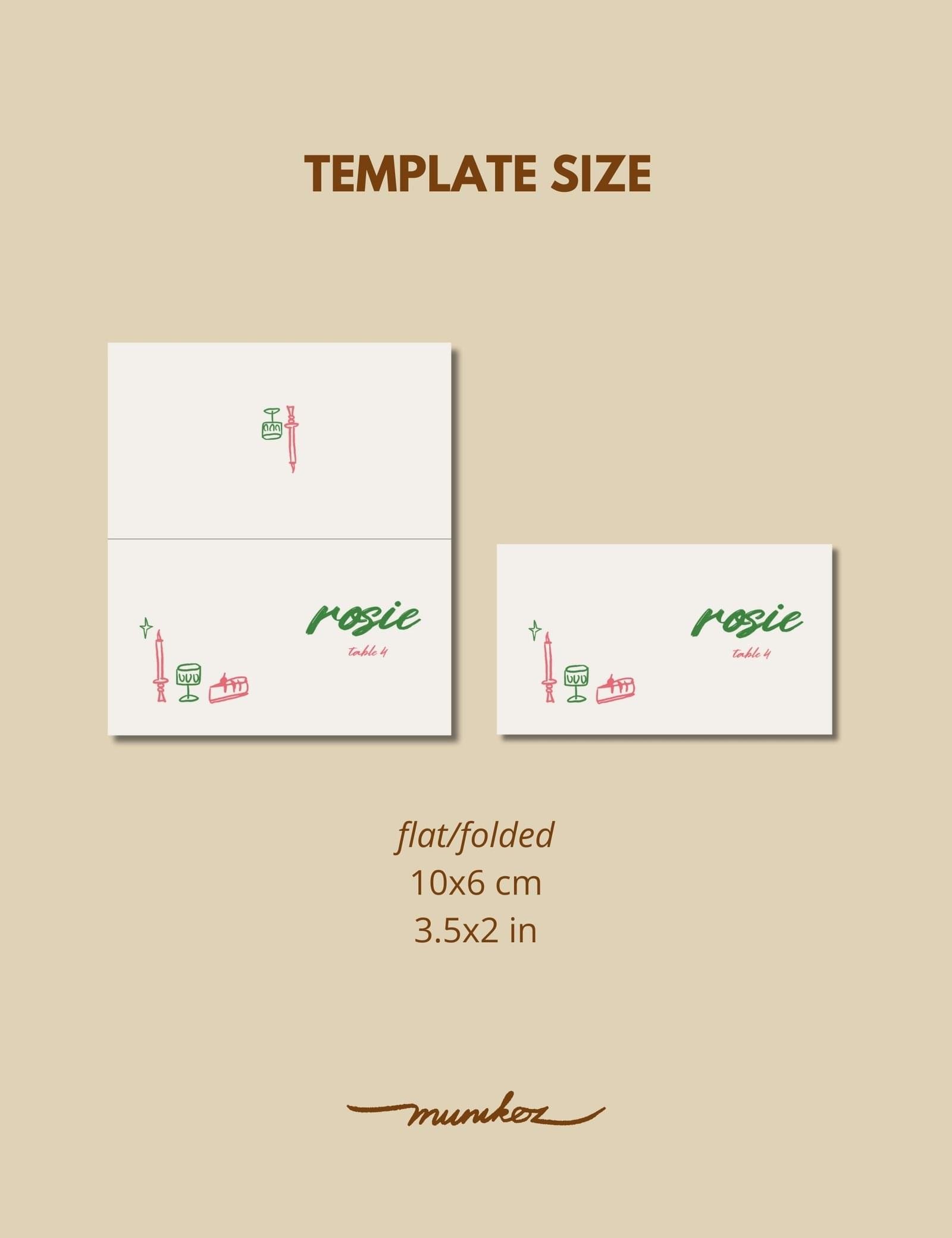 whimsical silly doodle place card escort card template by munikoz