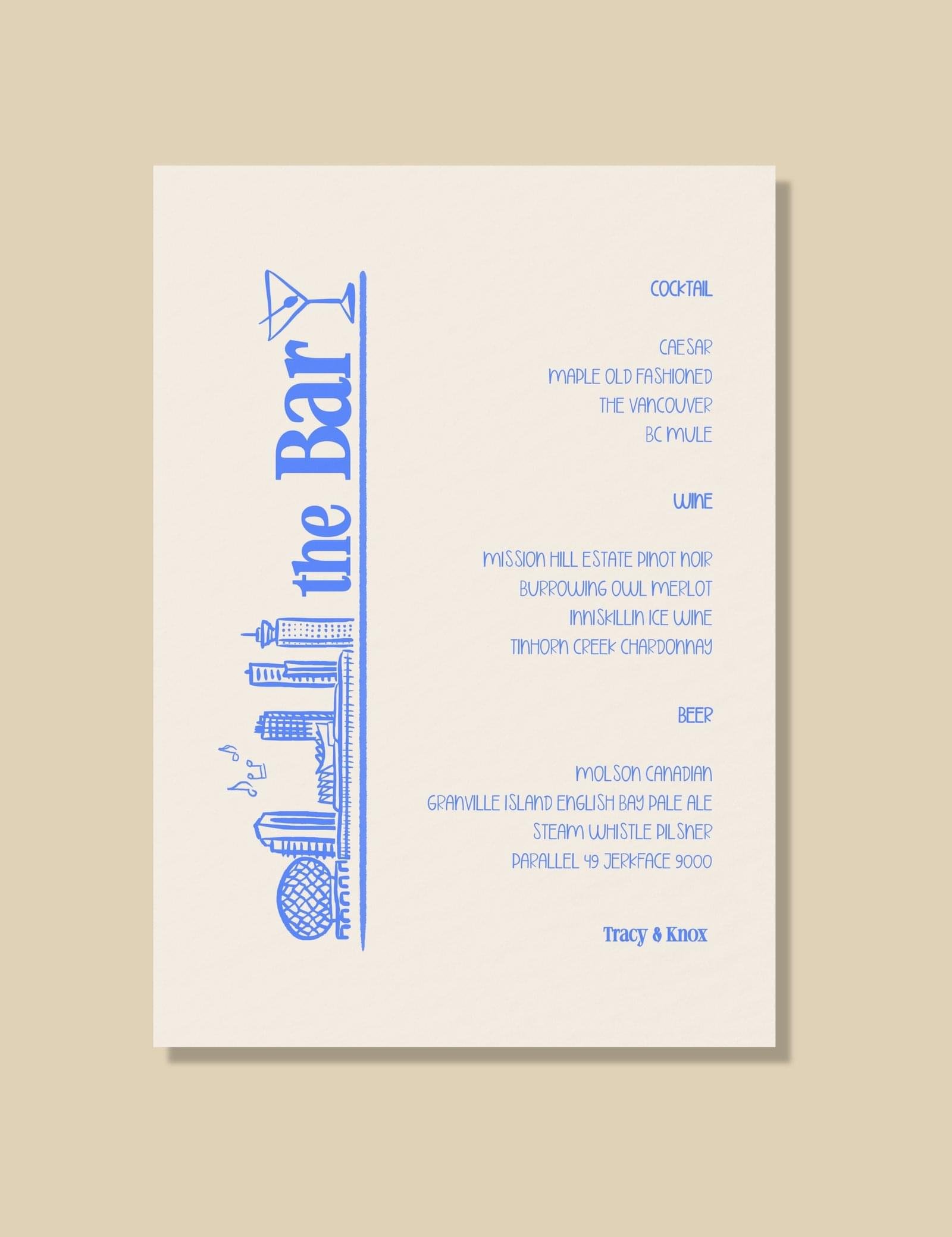 vancouver bar menu card hand drawn city building by munikoz