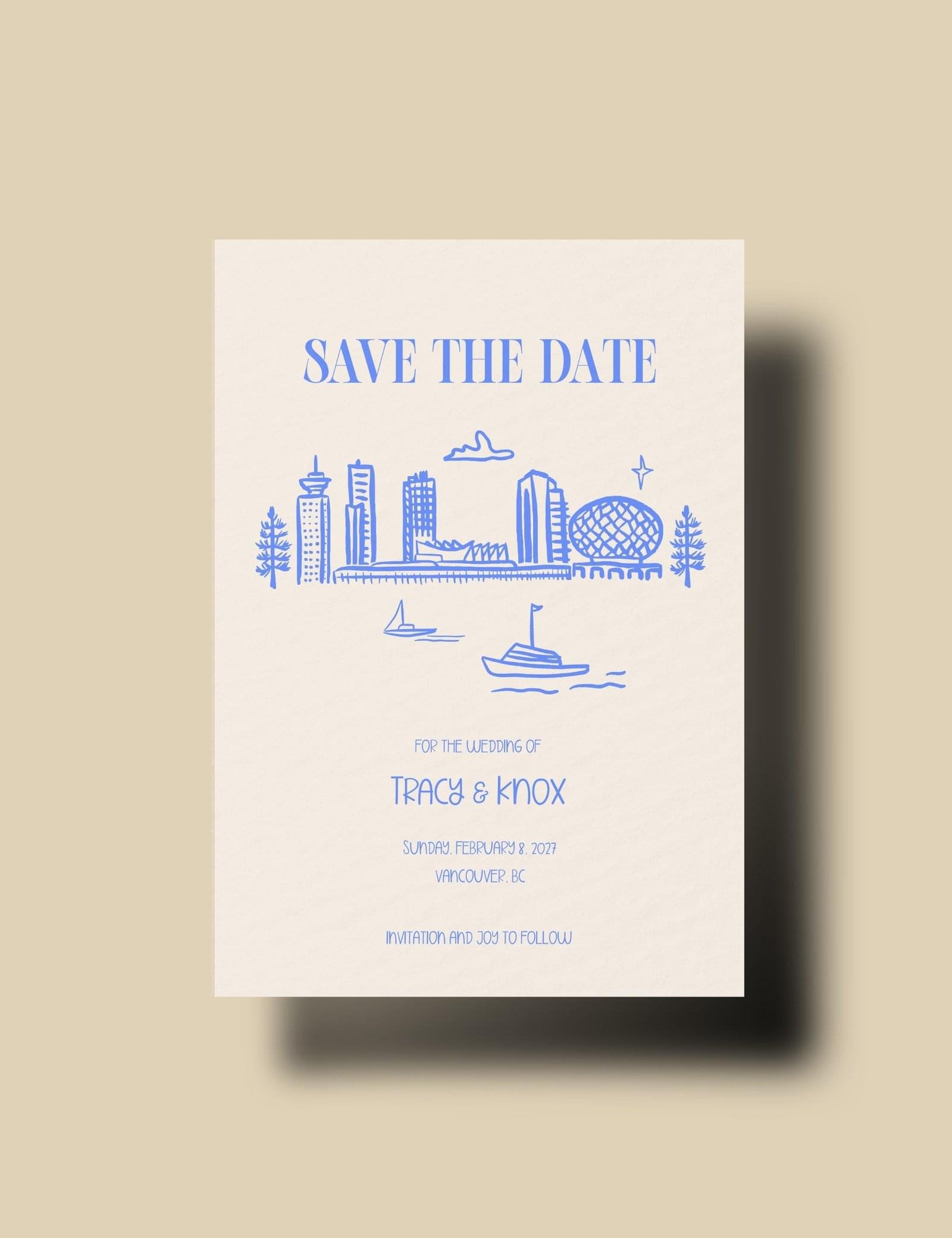 vancouver save the date hand drawn vancouver skyline illustration by munikoz for canada destination wedding