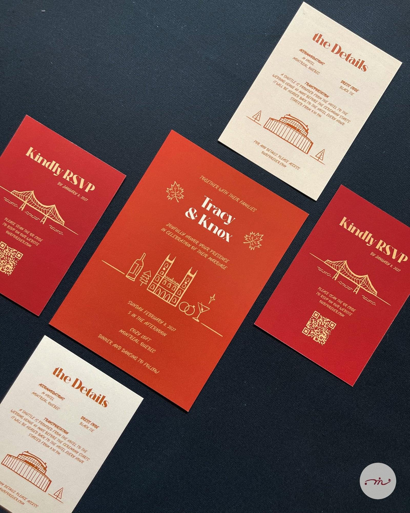 Wedding invitation Template - Hand drawn Montreal iconic attractions - Image 4